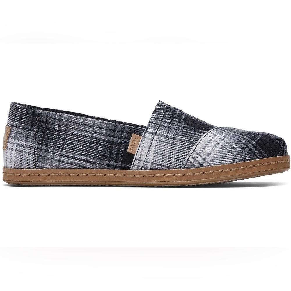 Toms Black White Gray Alpargata Leather Wrap Women’s Shoes Sz 8